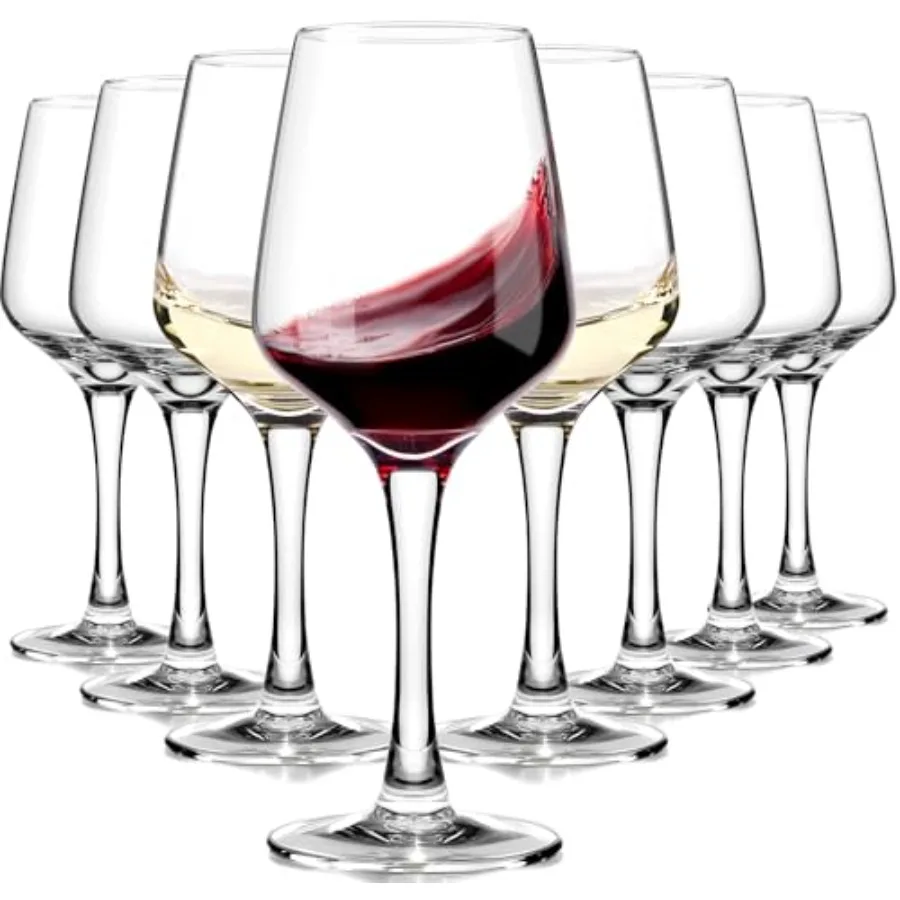 

Wine Glasses Set of 8, 12oz Red or White Wine Glasses, Thick, Clear, Long Stem Wine Glasses, Perfect for Party, Home, Restauran