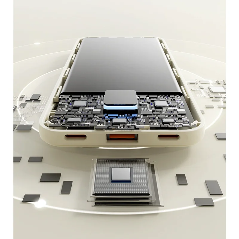 باور بانك محمول 22.5 وات 10000 مللي أمبير في الساعة، شحن سريع، شاشة رقمية، كابلات مدمجة لهاتف آيفون وسامسونج وهواوي وشاومي