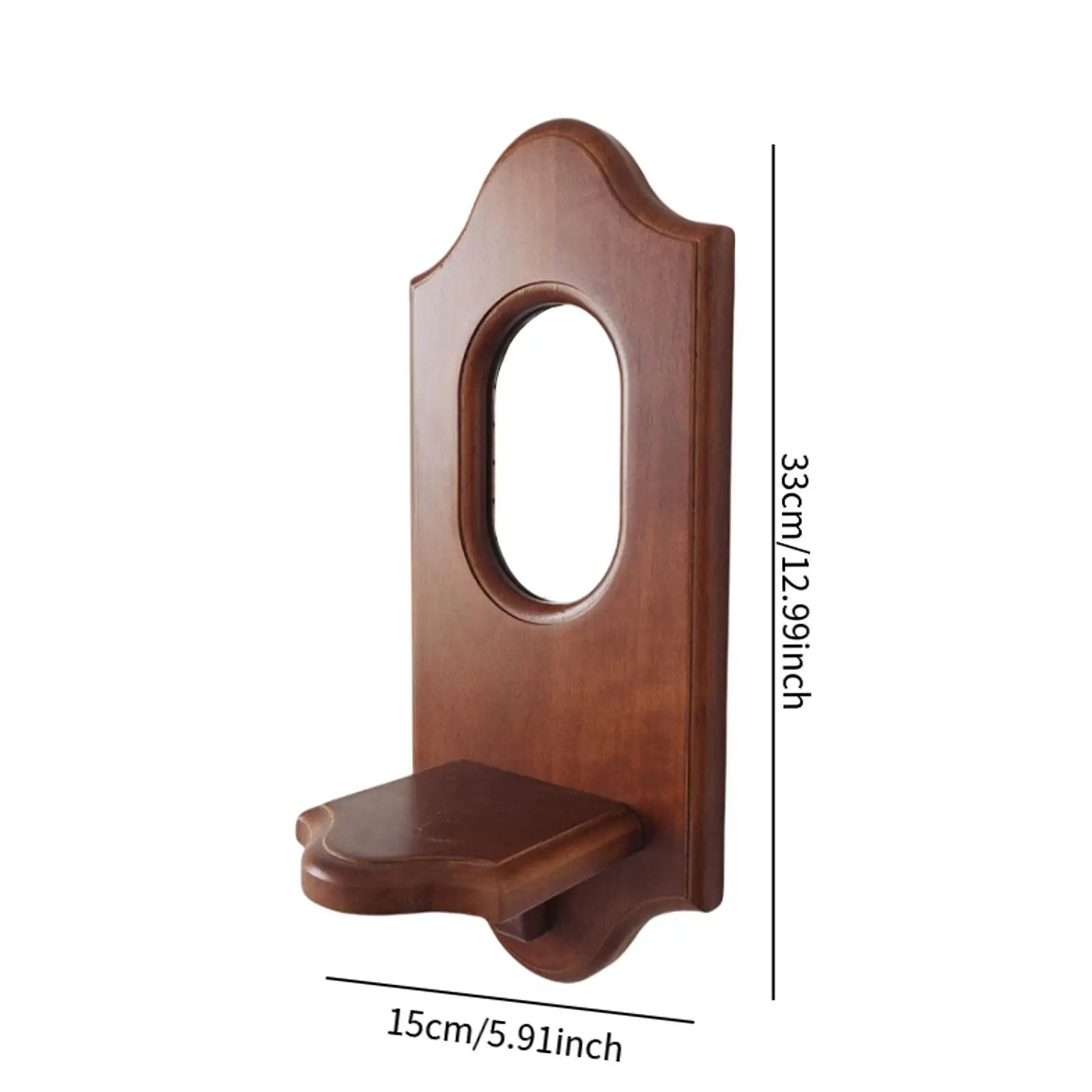 Ancient Wall Decoration Mirror Wall Hanging Versatile Cosmetic Mirror Wood Incense Scented Candlestick Shelf for Dressing Room