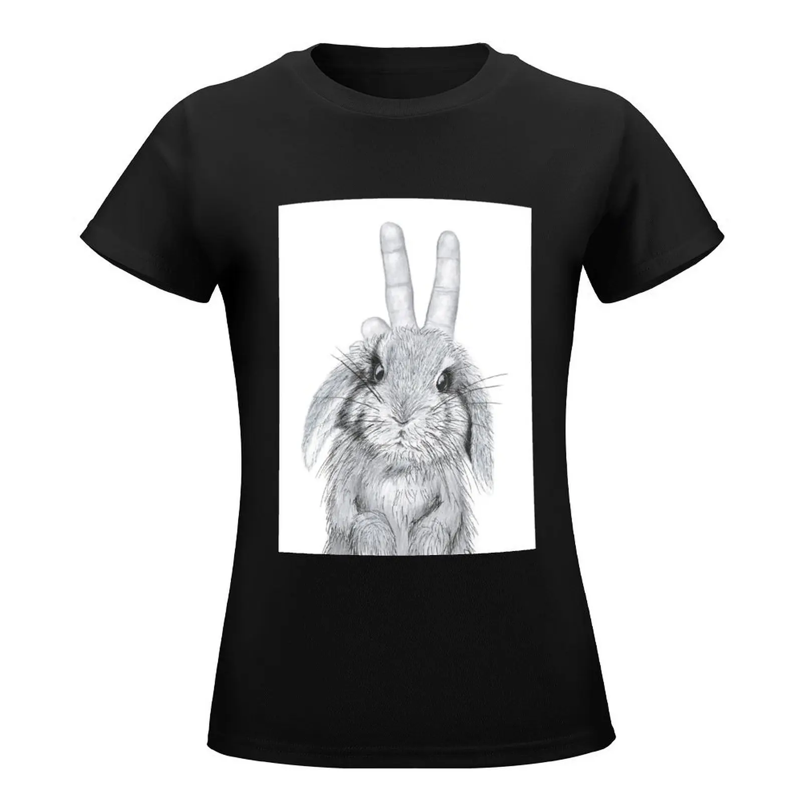 bunny ears! T-Shirt kawaii clothes animal print shirt for girls funny oversized cropped t shirts for Women