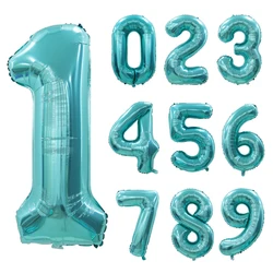 40 Inch Teal Blue Number Balloons Turquoise Blue Helium Digital Balloon Ocean Mermaid Theme Birthday Party Decor Supplies