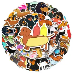 Impermeável Dachshund Adesivos, Engraçado Animal Graffiti Decalques para Waterbottles, Laptop, Bagagem, Telefone, Skate, DIY, Bonito, 50Pcs