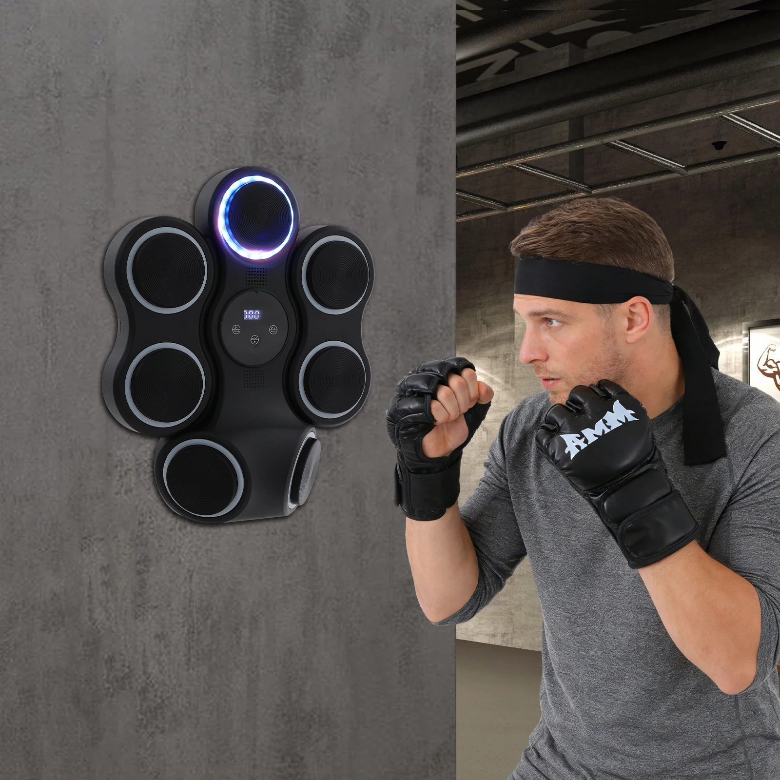 5W Interactive Punching Trainer, Wall Mounted Electronic Boxing Target with Lighting and Music, Smart Boxing Machine for Professional Boxers, Fitness People view 7