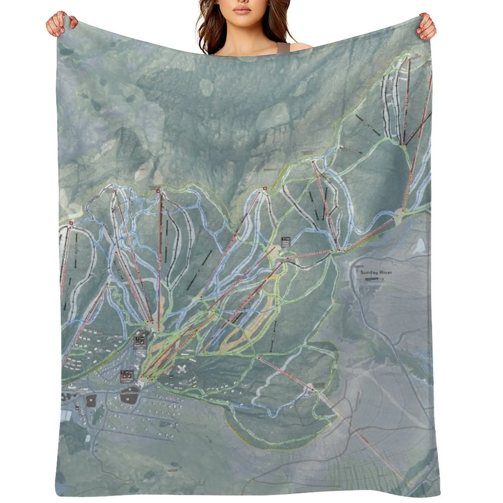 

Sunday River Resort Trail Map Throw Blanket Blankets For Sofas Plaid on the sofa Hairys Thermal Blankets