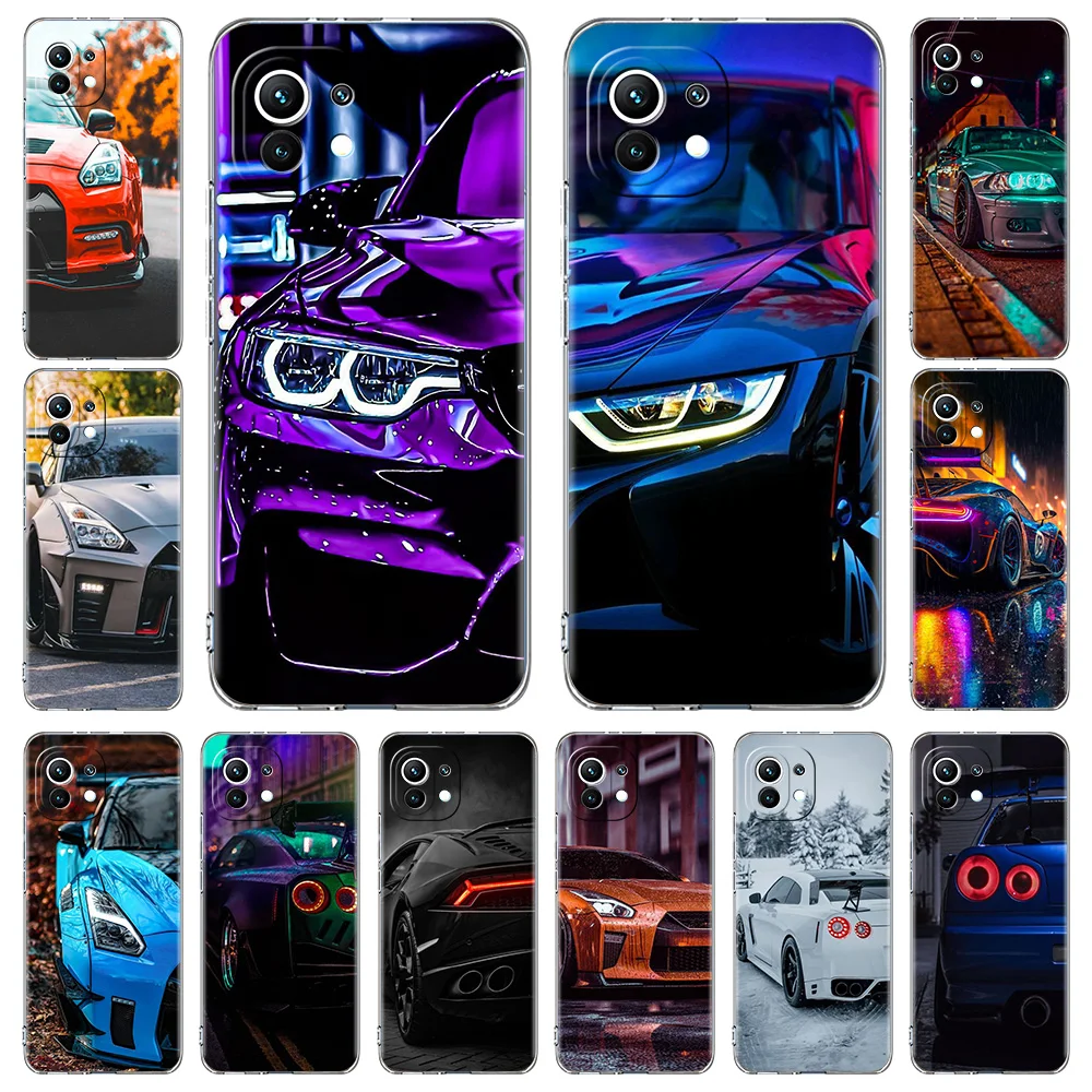 Сине-красный спортивный автомобиль JDM ДЛЯ Poco X5 X3 NFC F5 F4 F3 M3 чехол для телефона Xiaomi 12T 12 13 Lite 11 Ultra Mi 10T 5G 11X Pro 11T чехол