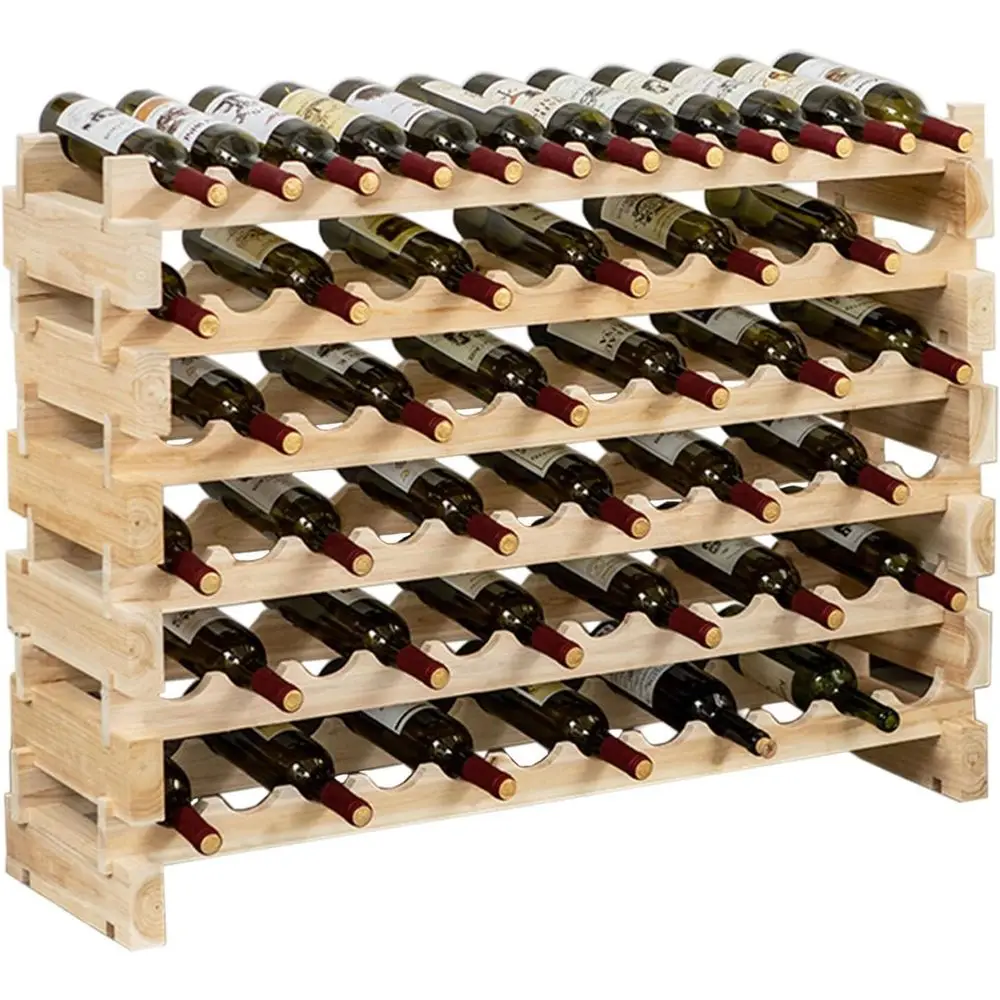 

Stackable Wooden Wine Rack - Vertical Bottle Holder for Kitchen, Dining, and Bar Storage