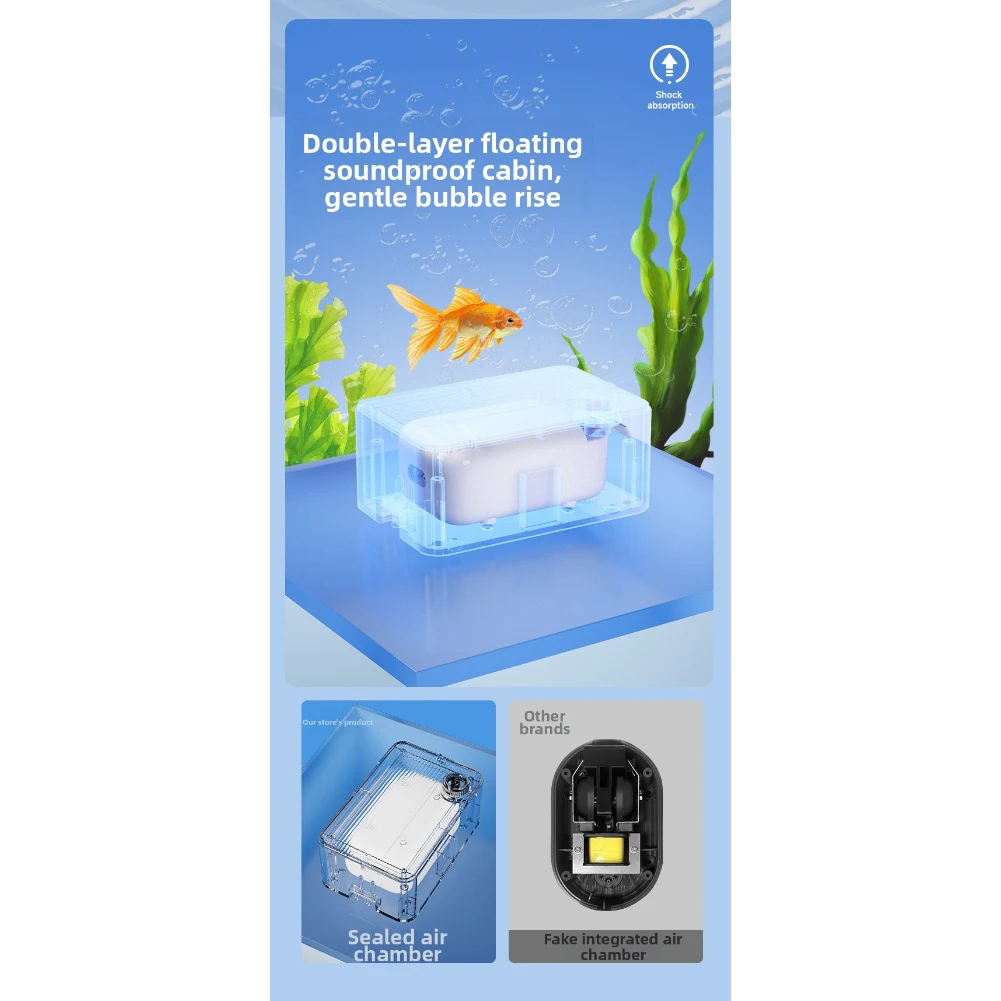

Energy saving fish tank oxygen pump silent operation adjustable for small household fish tanks and aquaculture