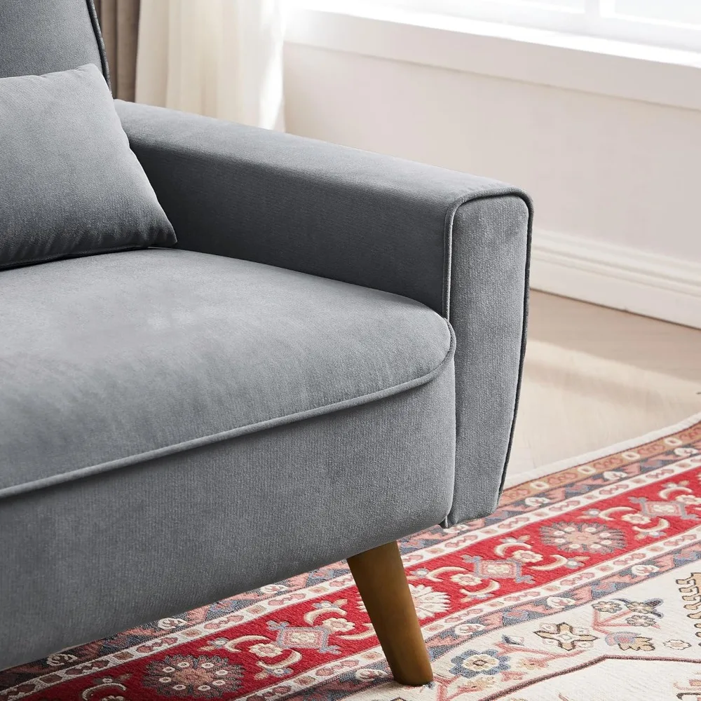 Sofá Loveseat moderno de 2 lugares de meados do século com encosto acolchoado e pernas de madeira para conforto da sala de estar e no quarto