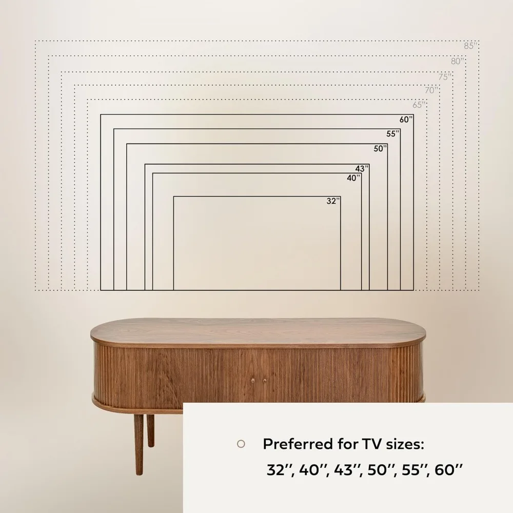 حامل تلفزيون حديث مع مساحة تخزين لأجهزة التلفاز مقاس 32-60 بوصة - مركز ترفيه خشبي مع أبواب لغرفة المعيشة وغرفة النوم #6