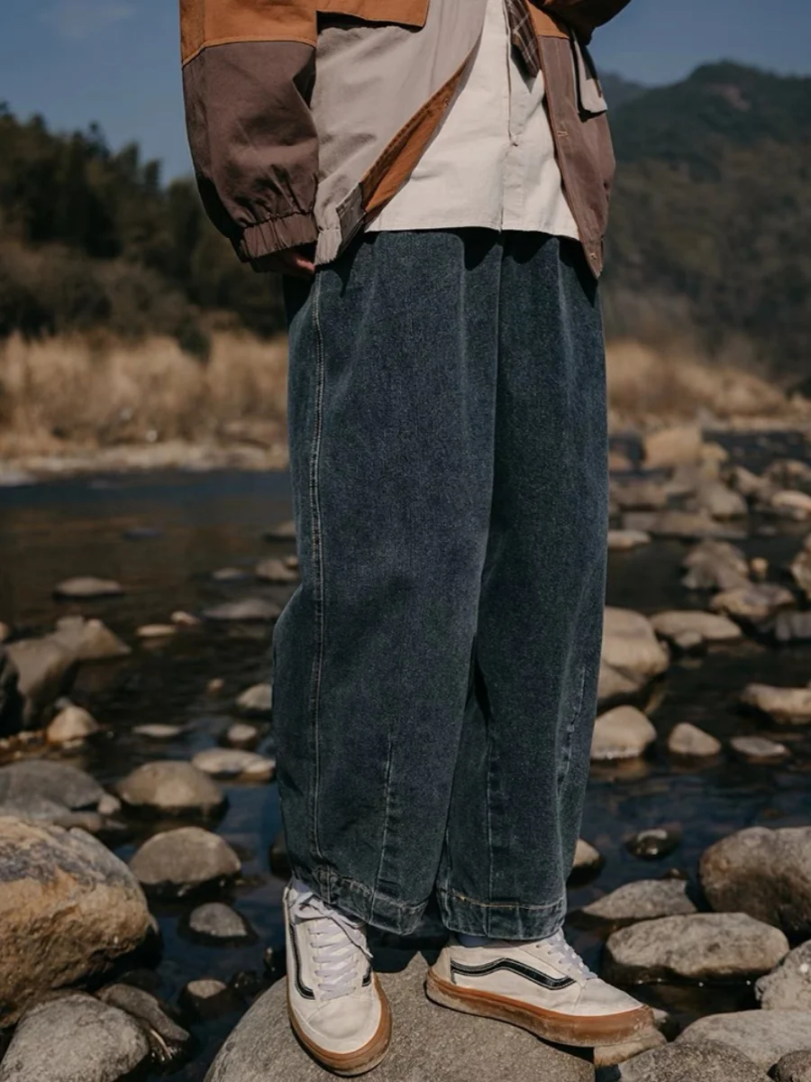 

Waed Vintage Workwear Jeans Men's Loose Wide Leg Cargo Denim Pants Autumn Winter Street Sle Casual Trousers Youth Faion