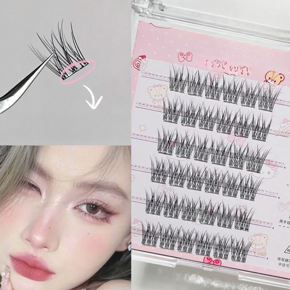 

6 Rows Ultra-thin Stem False Eyelashes Fishtail Shape Natural Slender Segmented Fake Eyelash Manga Simulation Lashes Extension