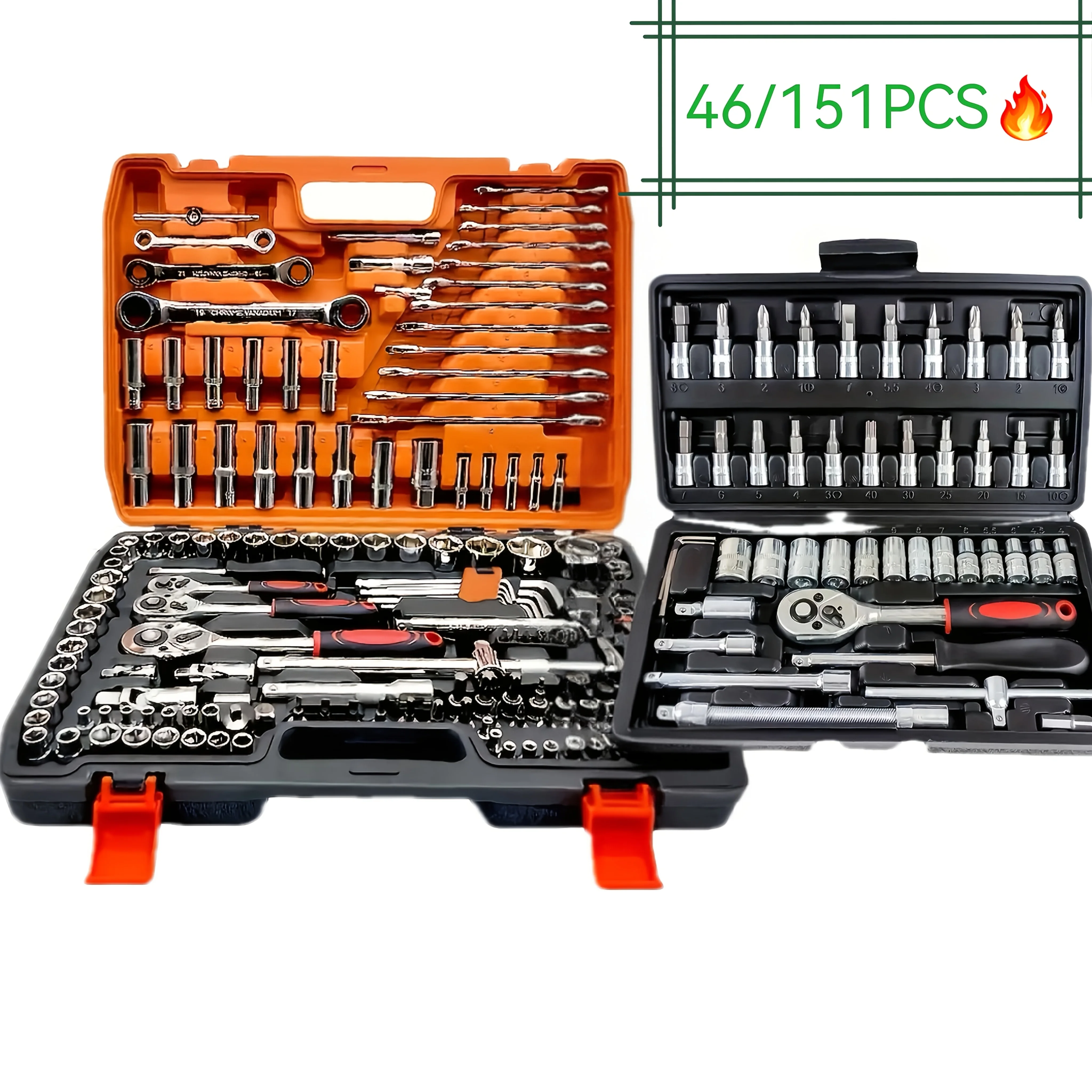

46/151-Piece Professional Automotive Repair Tool Kit: Suitable for Car, Boat, Motorcycle Repair, Home Industrial Maintenance