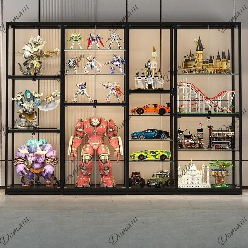 ER Any Size Custom Lego Figure Display Cabinet Dustproof Tempered Glass LED Light Adjustable Shelf Multi Color Hardware Living R