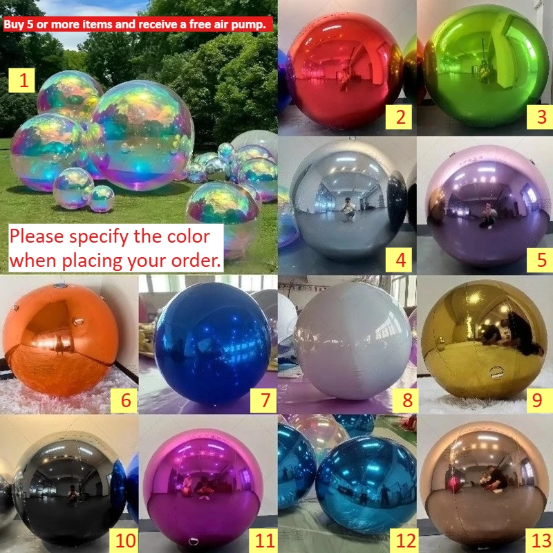 0.3-4m Multicolor Golden Giant 2-Layer PVC Metallic Balloons Big Shiny Inflatable Mirror Ball for Decorative Gold/Silver/Pink