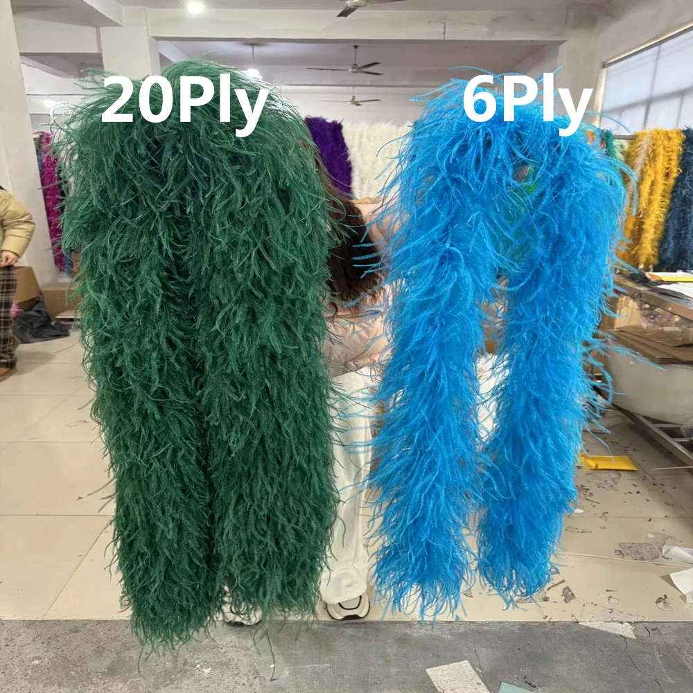 

10Ply 15Ply 20Ply Fluffy Boa Natural Ostrich plumas boa Decoration Trims 2meters Costume Party Dress Sewing Accessory Multicolor