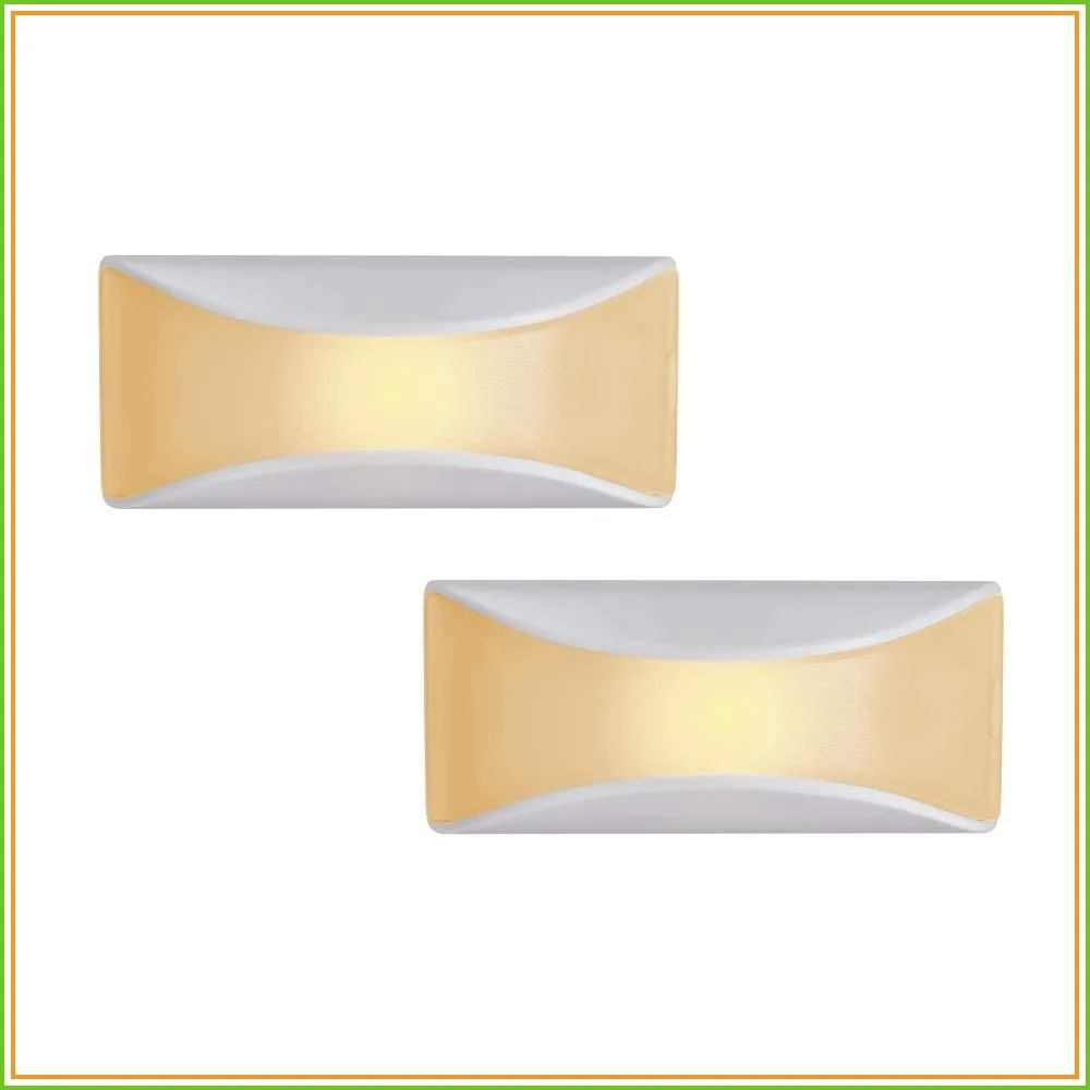 Wireless Battery Powered Dusk to Dawn Amber LED Stair Light/Night Light, White, 2-Pack