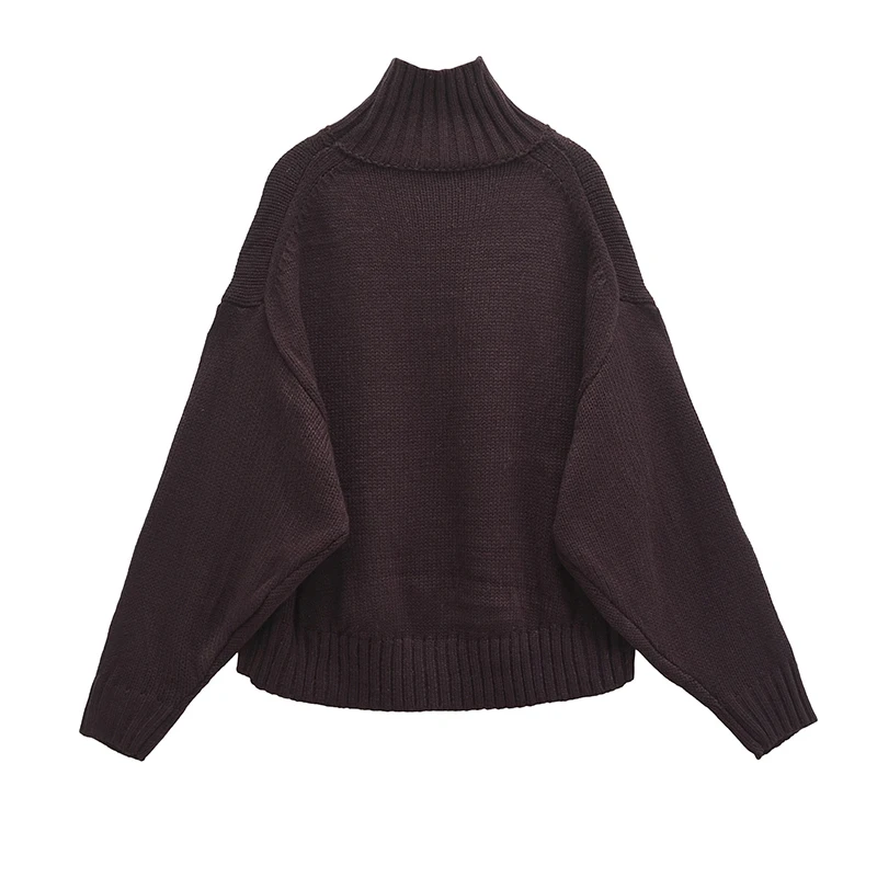 Autumn Winter Turtleneck Sweater For Women Long Sleeve Casual Loose Short Knitted Pullovers