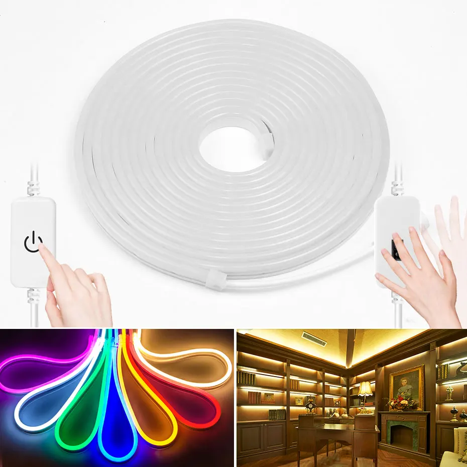 

1m 2m 3m 4m 5m Waterproof Neon Light Strip 12V Touch/Hand Sweep Sensor Warm White Red Green Blue Pink Yellow Decor Lighting