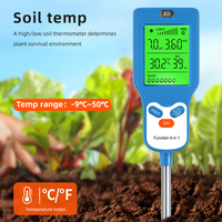 Yieryi 6 In 1 Soil PH Meter Moisture Temperature Light EC Fertility Tester Digital Garden Plant Soil Detector for Vegetable Farm