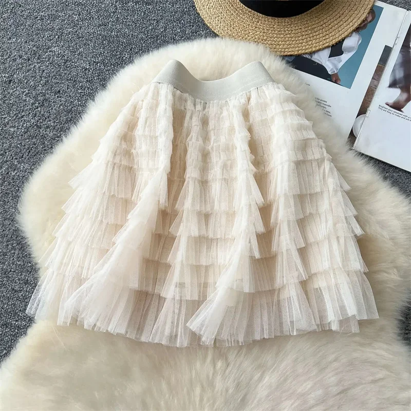 

Kawaii Lolita Mini Skirt Women Gothic High Waist Ruffle Tiered Skirts Sweet Girly Summer Harajuku Y2k Short Skirt