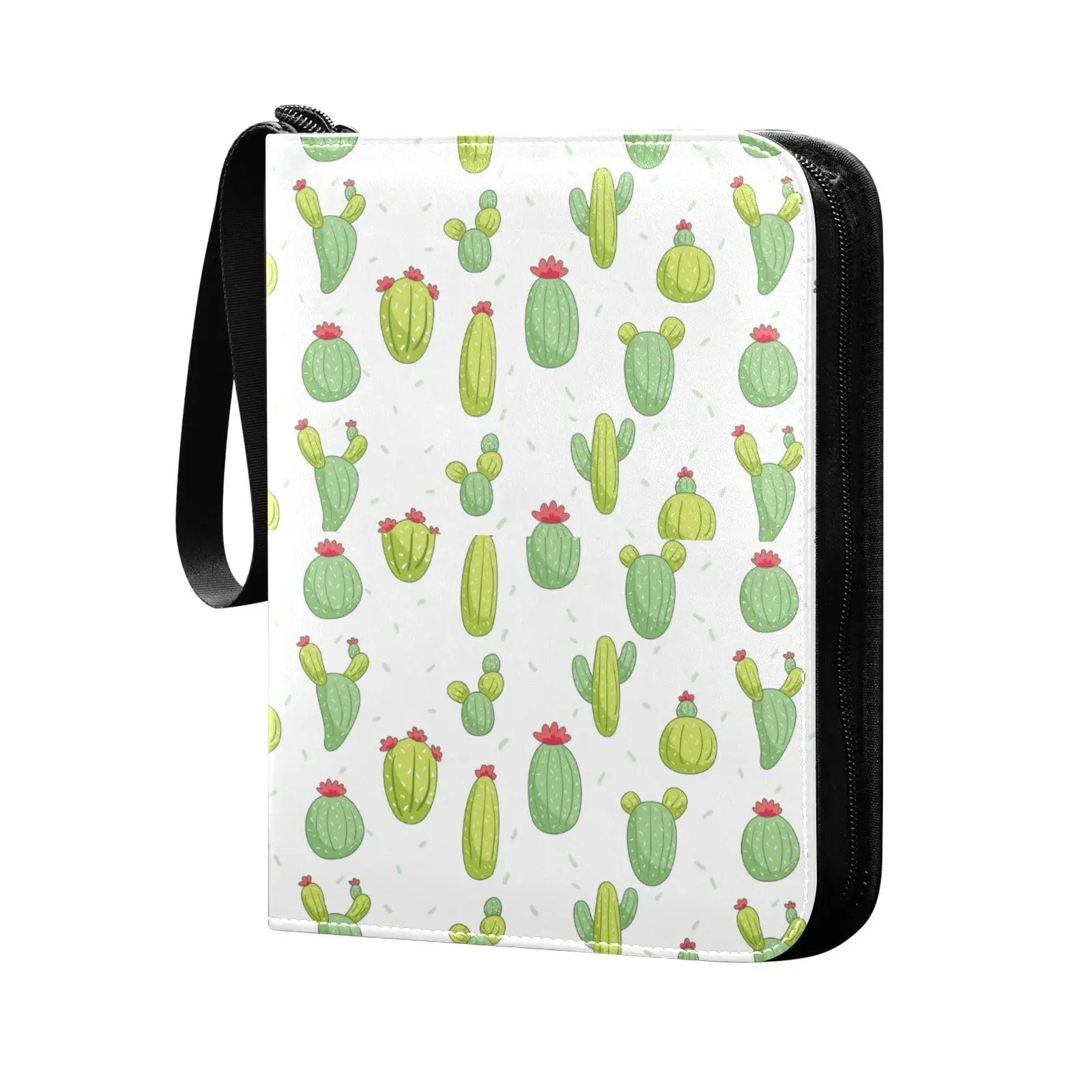 Flowers Cactus Card Binder 4 Pocket Card Binder, 400 Double Sided Pocket Album Sport Game Cards, Unique Card Collection Storage