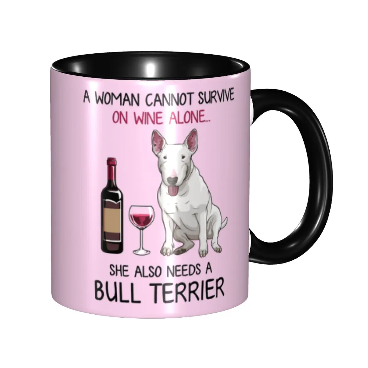 DIY Bull Terrier y vino divertido perro Taza de cerámica tazas de café personalizadas regalo creativo