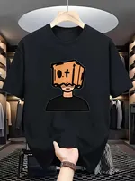 The Latest Style of Men's Slimming, Breathable, Casual Printed Cartoon Style Shopping Short-sleeved Cartoon