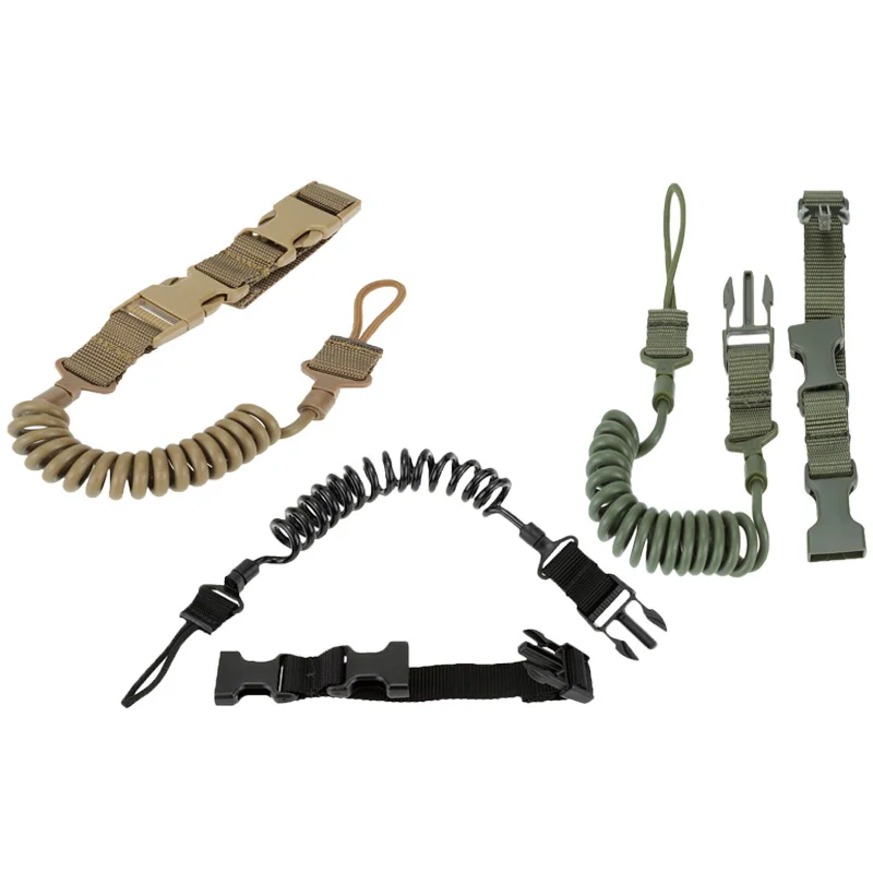 

Elastic Spring Retention Sling Belt Ropes Combat Sling Telescopic Hunting Tactical Hand Gun Belt Secure Multi-functional Lanyard