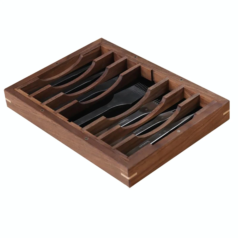 Black Walnut Leather Pricking Irons 8 Grids Storage Tray DIY Handmade Leathercraft Chisel Display Box Solid Wood Organizer