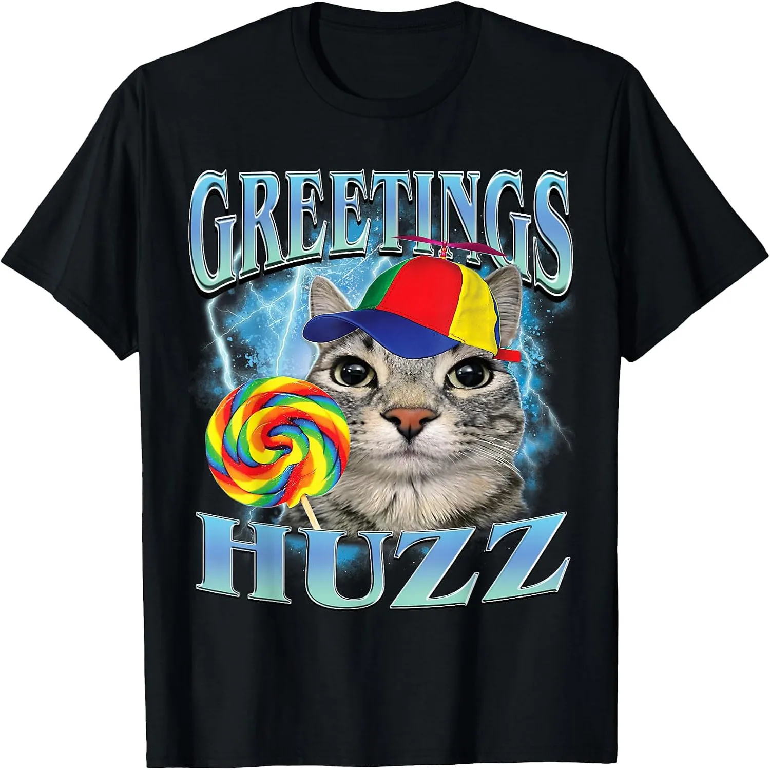 Greetings Huzz Funny Lollipop Cat Meme T-Shirt