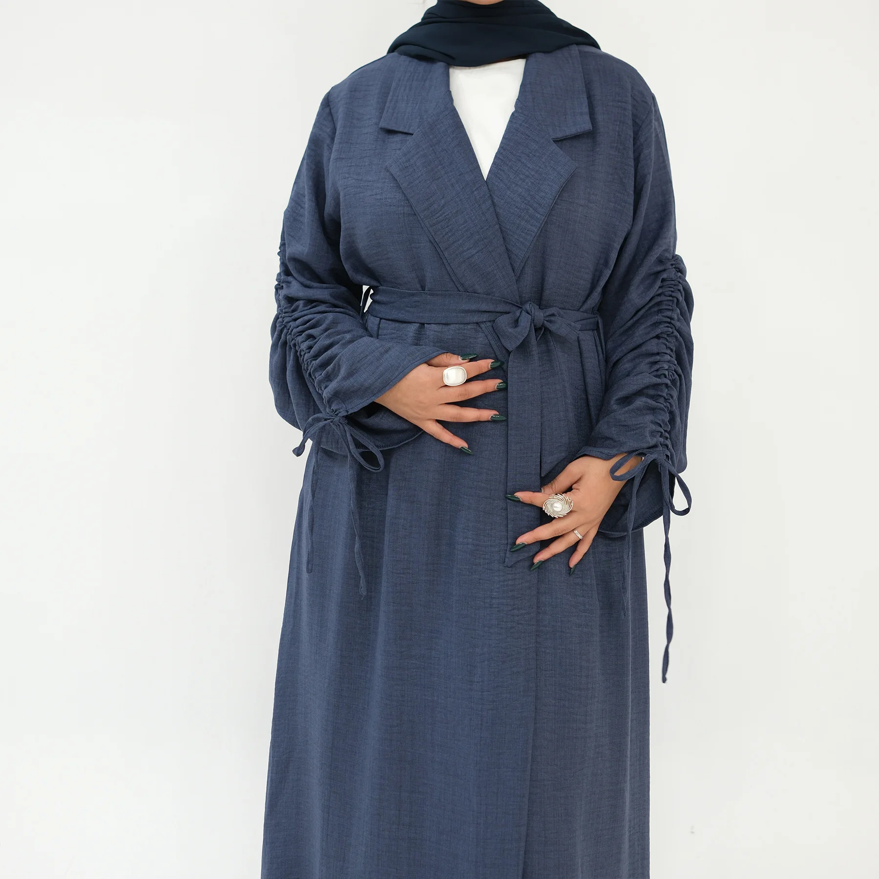 

Ближний Восток Дубай Абая женское мусульманское платье с рукавами на шнурке исламская одежда Турция кафтан Ид Джеллаба Сабея женский халат Абаяс