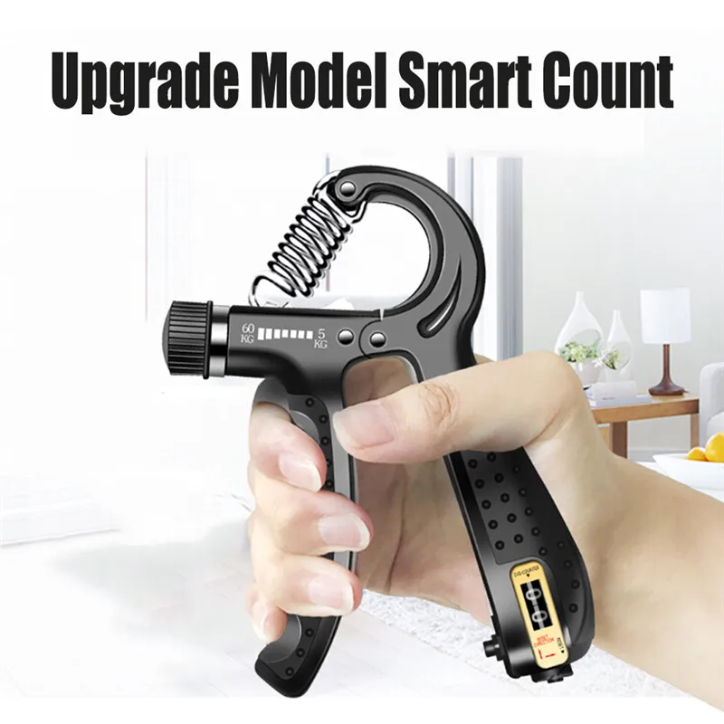 

Adjustable R-Shape Countable Hand Grips Strength Exercise Strengthener Gripper Spring Finger Pinch Carpal Expander Black 5-60Kg