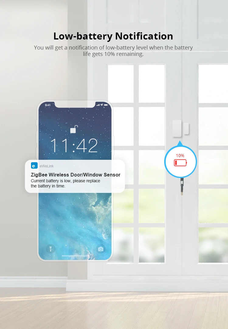 SONOFF SNZB04 Zigbee Smart Door Window Sensor Mini Door Alarm Sensor Work With SONOFF Zigbee Bridge-P For Smart Home Security