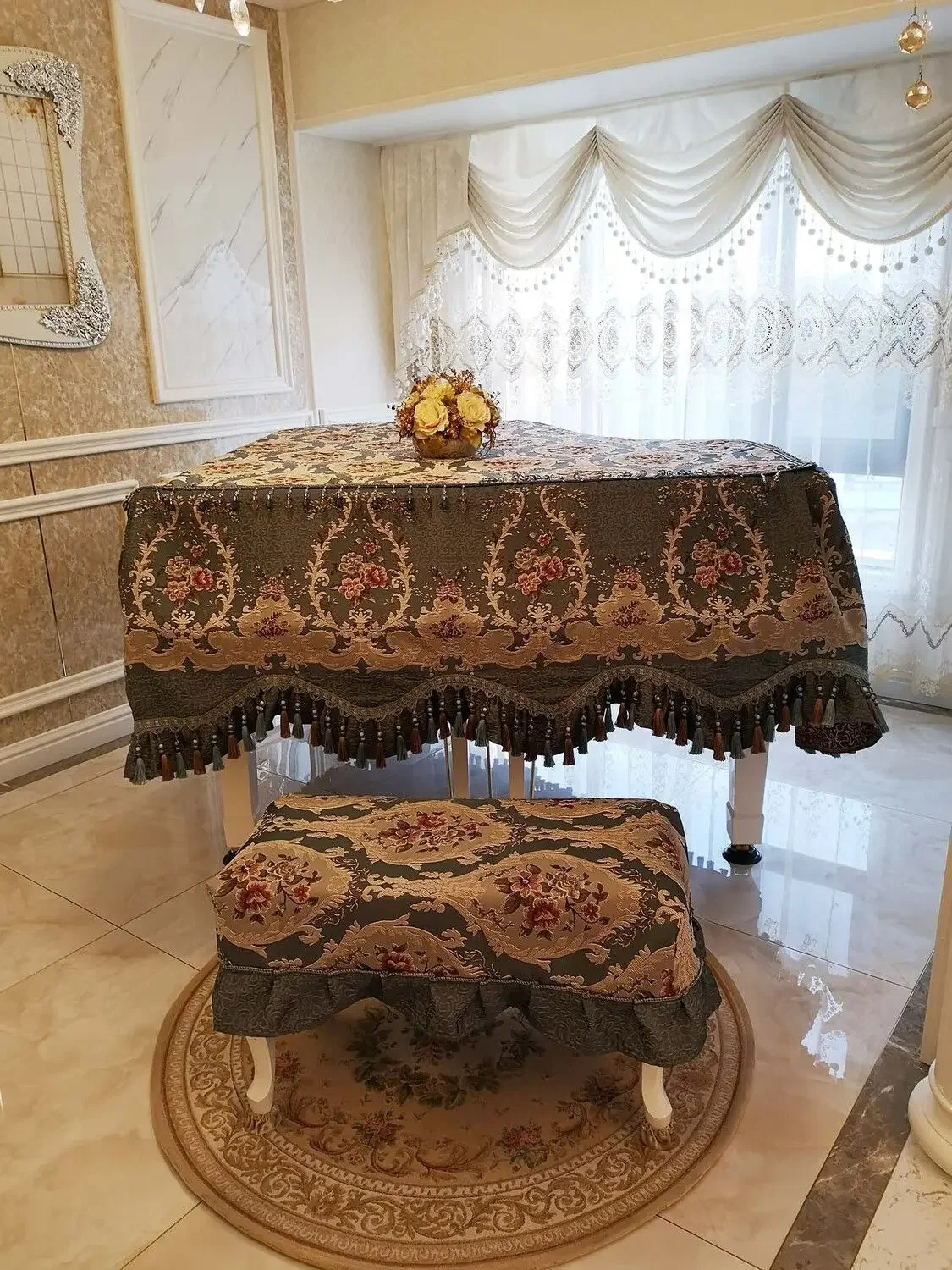 European grand piano cover, high-end luxury fabric dust cover, light luxury piano , Nordic piano cloth