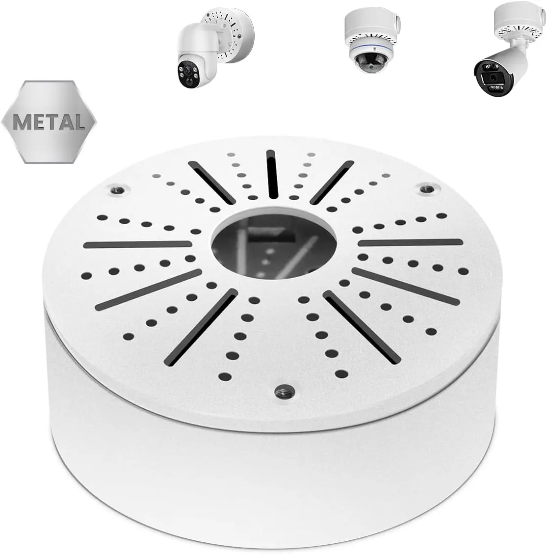 

Universal Camera Junction Box Metal Mount Bracket for Bullet Dome Security Cameras, with Screws