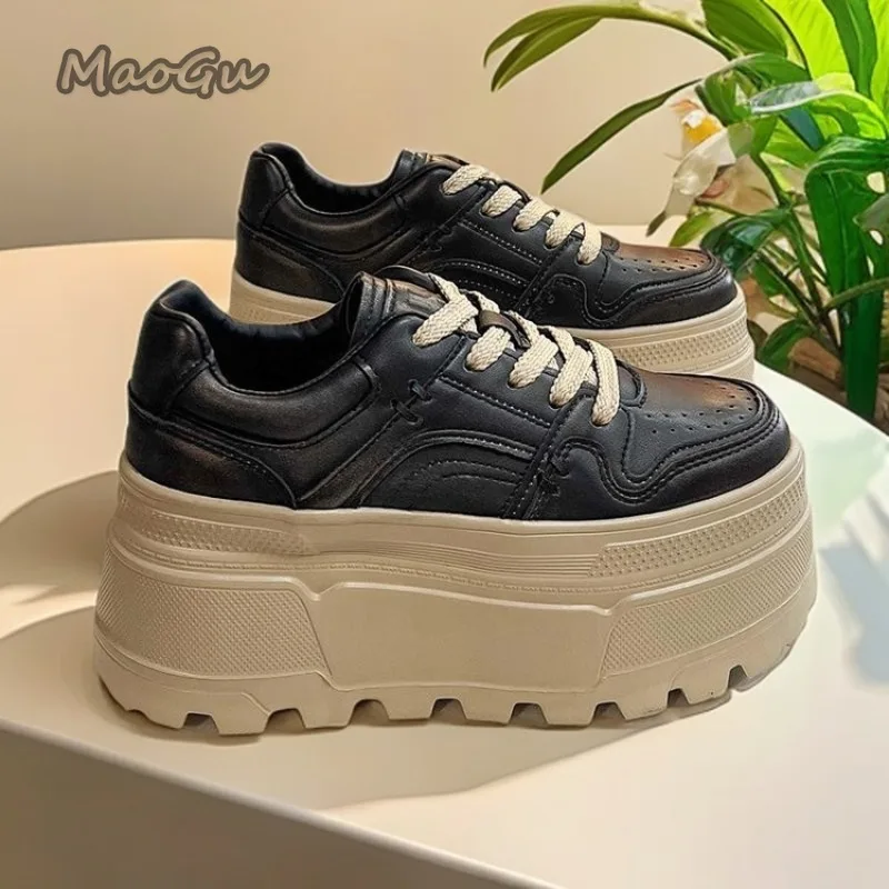 8CM Plateau Damenschuhe Rutschfeste Zapatos Para Mujer Lässige Vulkanisierte Schuhe Schnür-Sneakers für Damen Zapatillas De Mujer