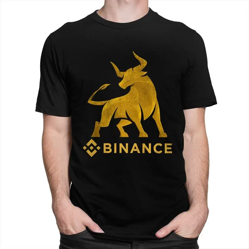 Custom BNB Bull Binance T Shirt for Men Tshirt Casual Tee Short Sleeve Crypto Currency Miners T-shirt Slim Fit Clothing Gift