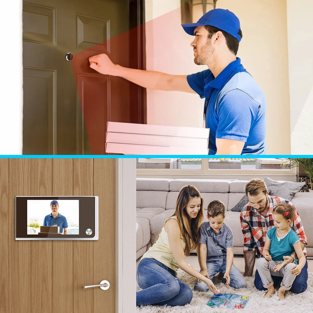 3.5 Inch Digital Video Peephole LCD 120 Degree Peephole Viewer Photo Visual Monitoring Electronic Cat Eye Camera Doorbell Camera