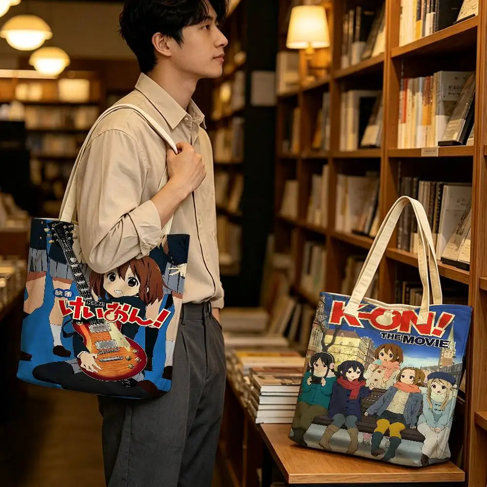 K-K-OnS Pink Anime Cartoon Lightweight Foldable Tote Bag Strap, Reusable Shopping Bag, Perfect Gift for Daily