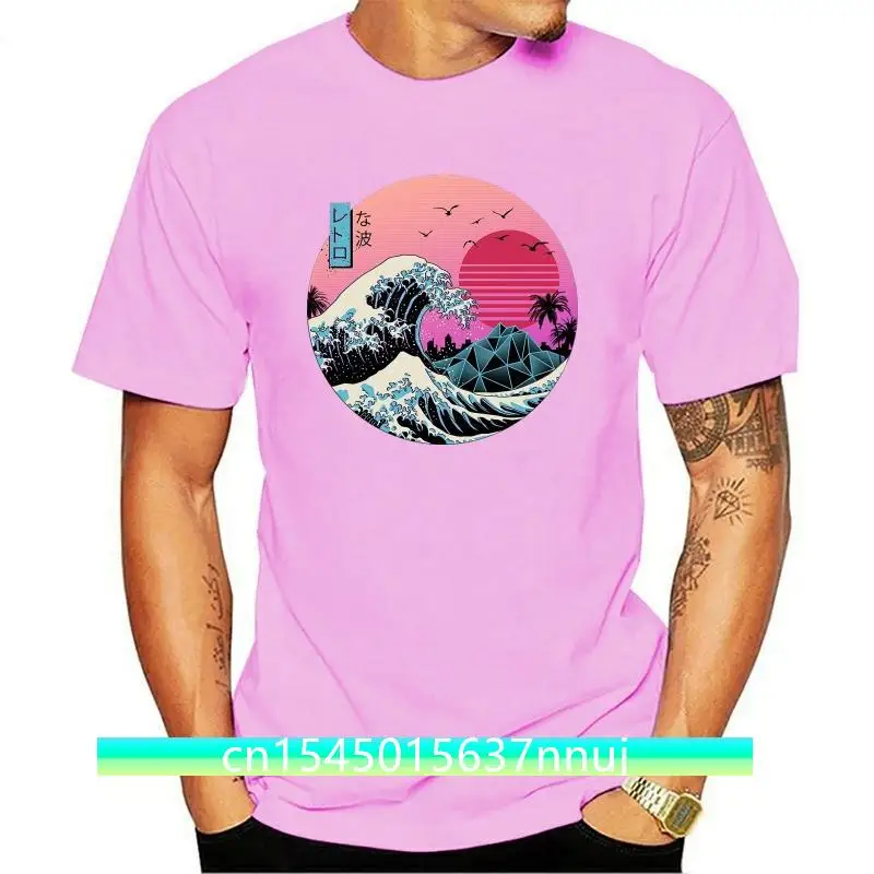 

New The Great Retro Wave Japan Anime T-shirt Harajuku Streetwear Cotton Camisetas Hombre Men Vaporwave Funny Cool Hip Hop T Shir