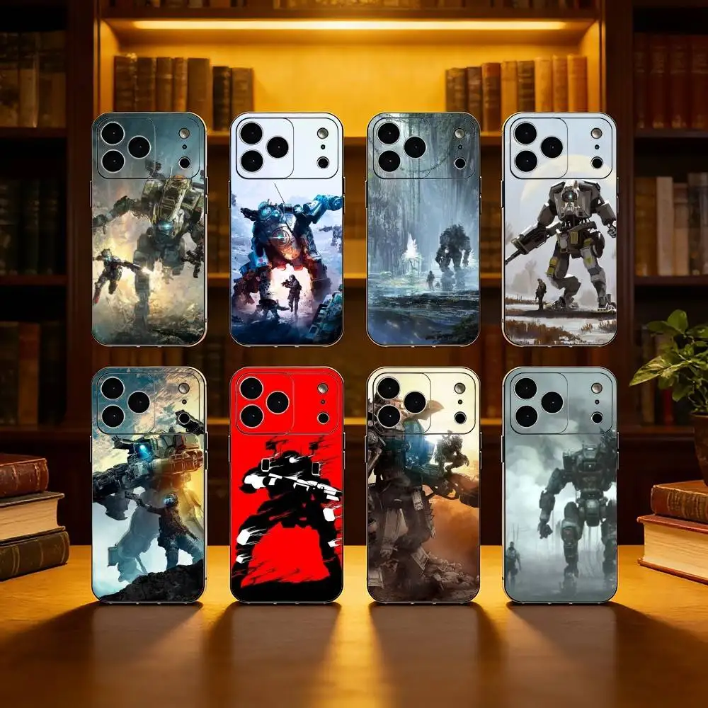 

T-Titanfall 2 G-Game Phone Case For iPhone 17,16,15,14,13,12,11 Plus,Pro Max, Soft Silicone Black Cover