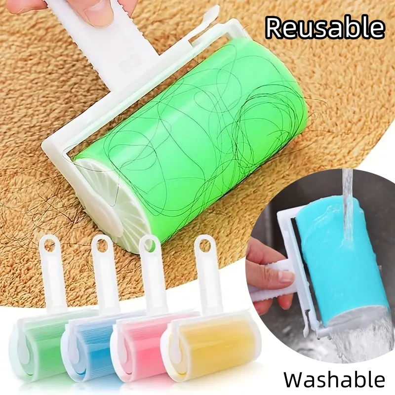 Washable Clothes Hair Sticky Roller Reusable Portable Home Clean Pet Hair Remover Sticky Roller Carpet Bed Sofa Dust Collector