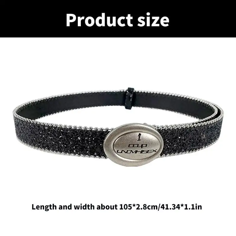 A52E szczotkowana metalowa klamra dla kobiet dziewczyna cekinowe spodnie Pasek Pasek Pasek do szortów Dress Modna Talia