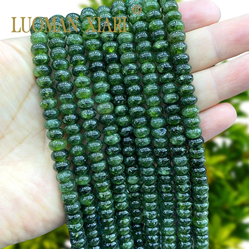 Natural Stone Rondelle 5x8MM Diopside Green Chalcedony Loose Spacer Beads for Jewelry Make Diy Bracelets Charms Accessories