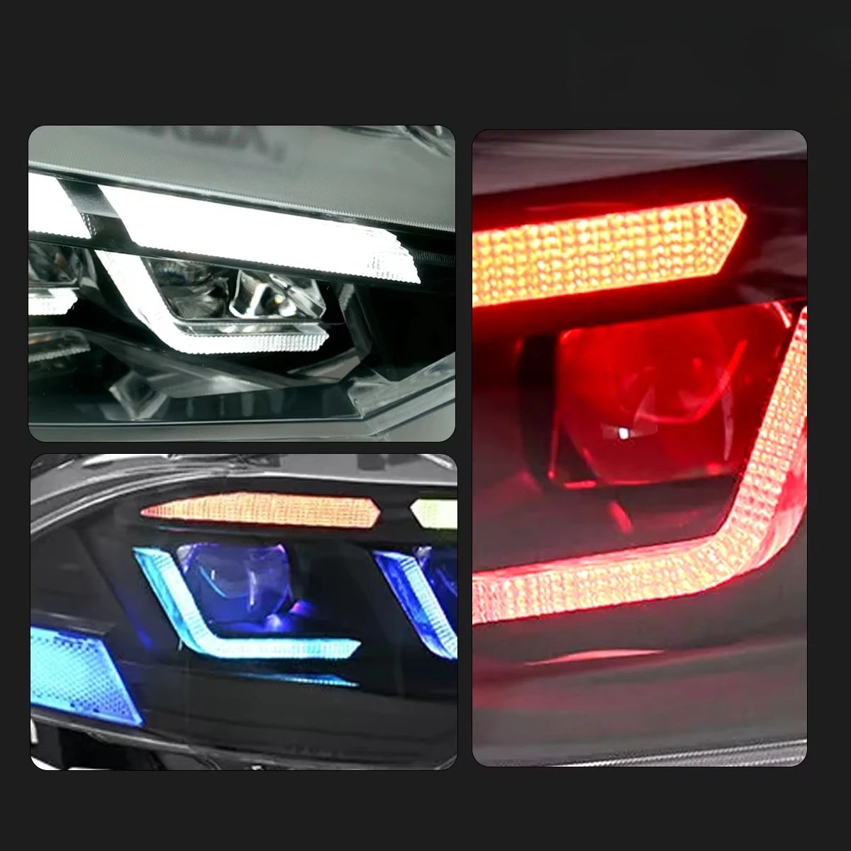 ไฟรถยนต์ TYPY สำหรับ Ford Mustang RGB 2018-2022 ไฟหน้า LED โปรเจคเตอร์ ไฟเดย์ไลท์ อุปกรณ์ตกแต่งรถยนต์