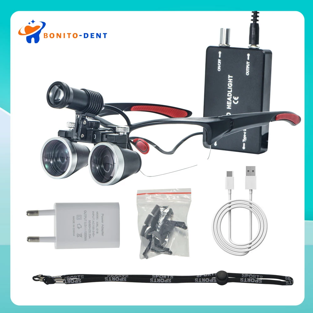 Dentistry Binocular Magnifier 2.5X 3.5X Ultra-lightweight Optical Loupes 320-420mm Magnifying Glass With Wireless 5W Headlamp
