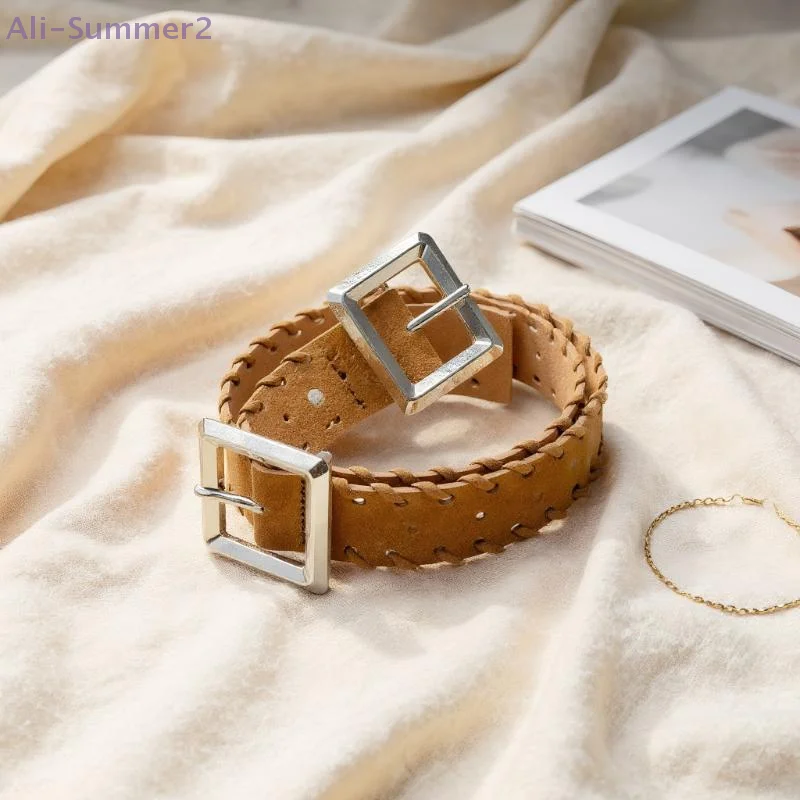 {Summer2} حزام Maillard Styles Retro Fashion من جلد الغزال مع حزام خصر بإبزيم معدني وحزام تزيين متعدد الاستخدامات #3