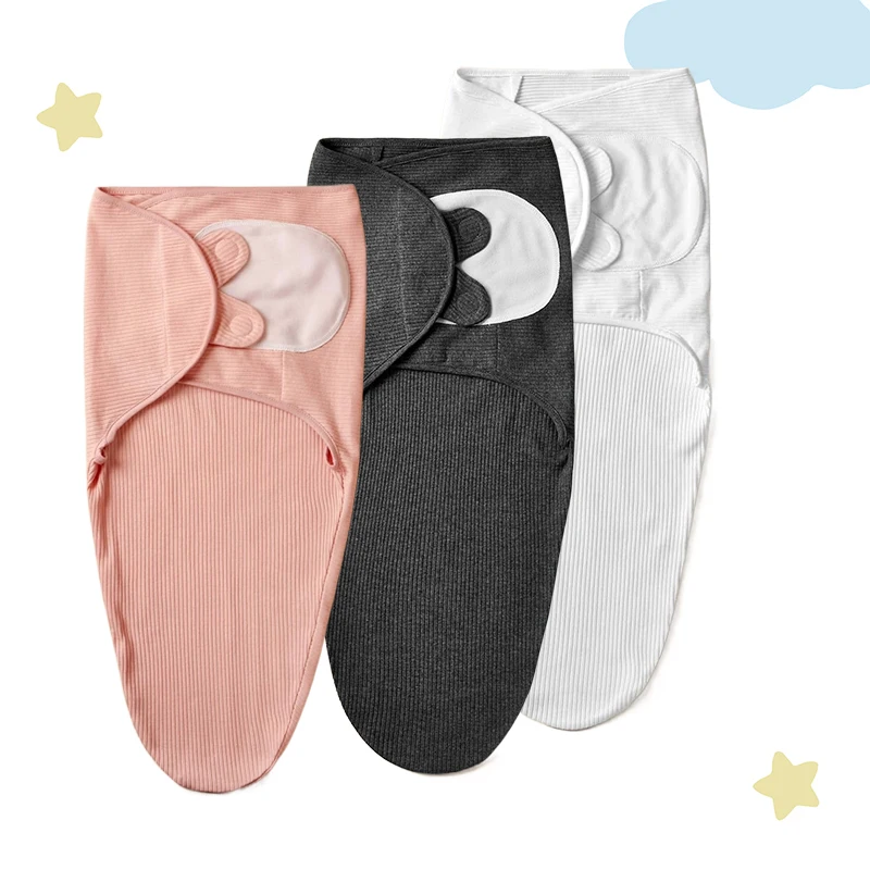 Manta envolvente de algodón para recién nacidos, manta envolvente de Color sólido, conjunto de regalo para recién nacidos para ducha y Hospital