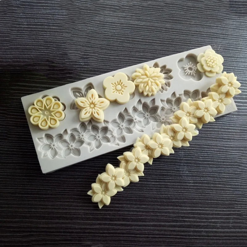 Assorted Flower Silicone Fondant Mold DIY Cake Surround Flower Bunch Mould For Candy Chocolate Pastry Baking Decor Handmade Tool