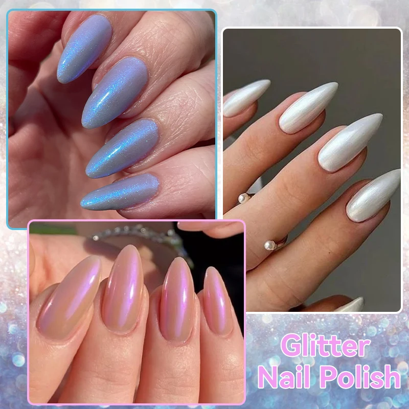 LILYCUTE 7ml 12色 グリッターネイルポリッシュ カラフルで明るく輝くパール効果 ネイルアート DIYデコレーション ランプ不要硬化